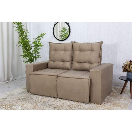 Sof� Retr�til Reclin�vel Rafaela 1.40m Veludinho Bege A32