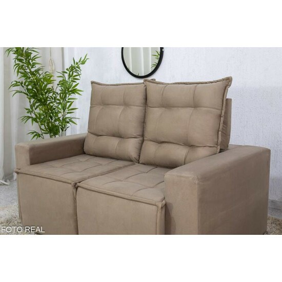 Sof� Retr�til Reclin�vel Rafaela 1.40m Veludinho Bege A32