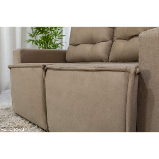 Sof� Retr�til Reclin�vel Rafaela 1.40m Veludinho Bege A32