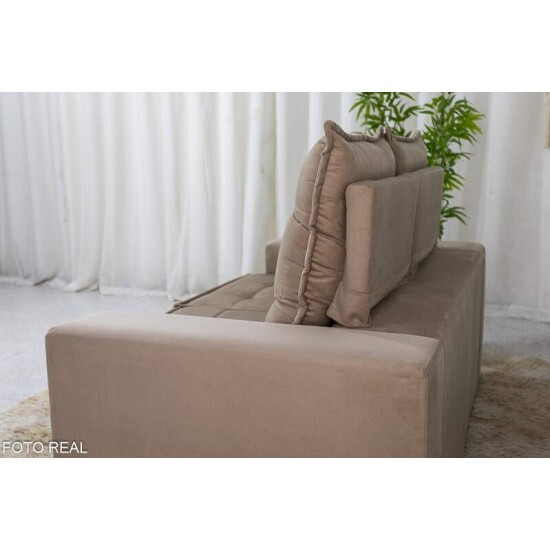 Sof� Retr�til Reclin�vel Rafaela 1.40m Veludinho Bege A32