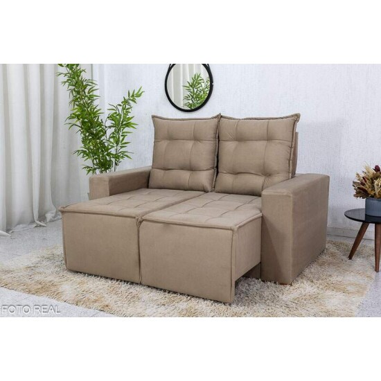 Sof� Retr�til Reclin�vel Rafaela 1.40m Veludinho Bege A32