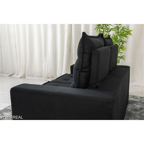 Sof Retrtil Reclinvel Rafaela 1.40m Veludinho Preto B20