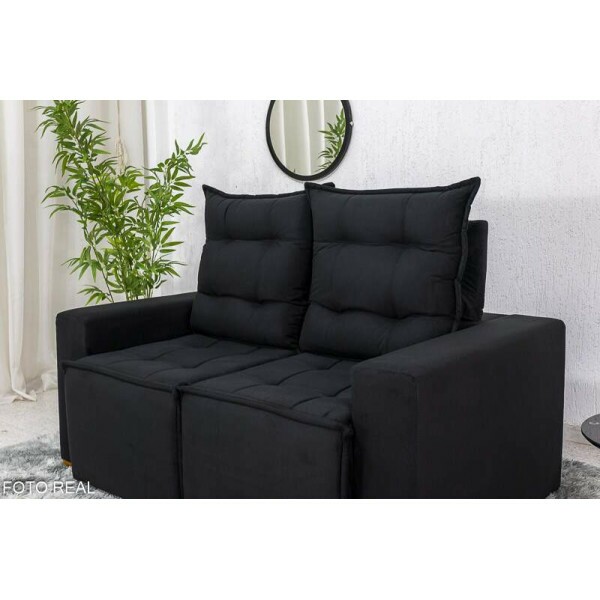 Sof Retrtil Reclinvel Rafaela 1.40m Veludinho Preto B20
