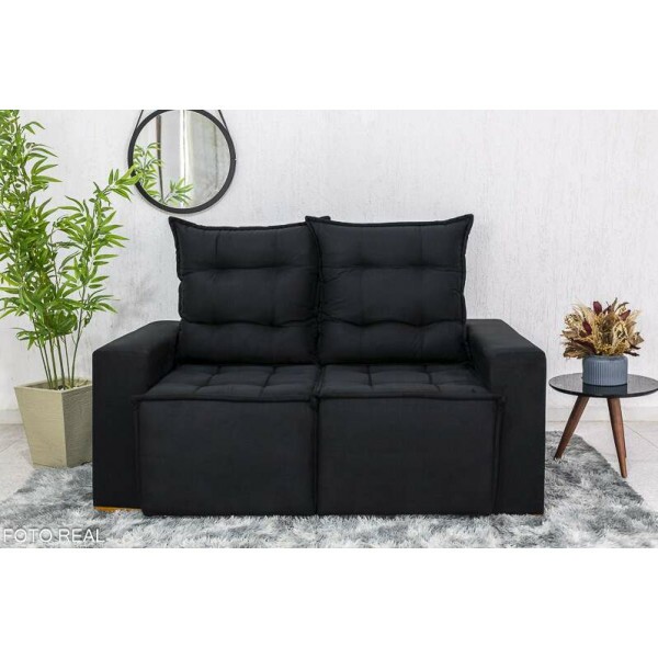 Sof Retrtil Reclinvel Rafaela 1.60m Veludinho Preto B20