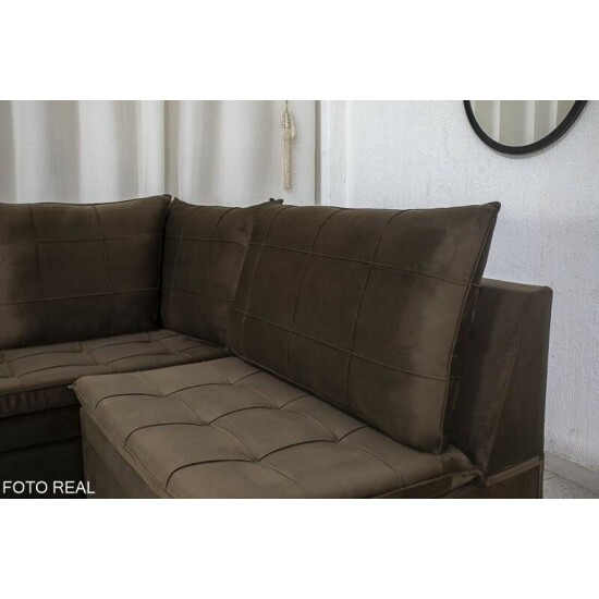 Sof Canto Viena Veludo Marrom A17