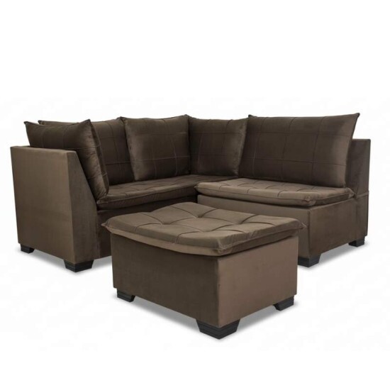 Sof Canto Viena Veludo Marrom A17