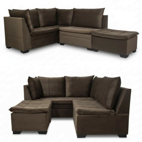 Sof Canto Viena Veludo Marrom A17