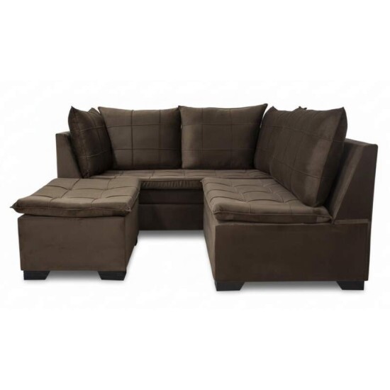 Sof Canto Viena Veludo Marrom A17