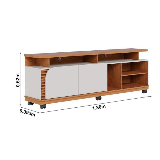 Rack Bancada Jurerê Larg. 1.80m Freijó/Off White Matte para TV até