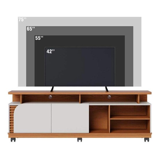 Rack Bancada Jurer� Larg. 1.80m Freij�/Off White Matte para TV at� 75\\\" - Colibri
