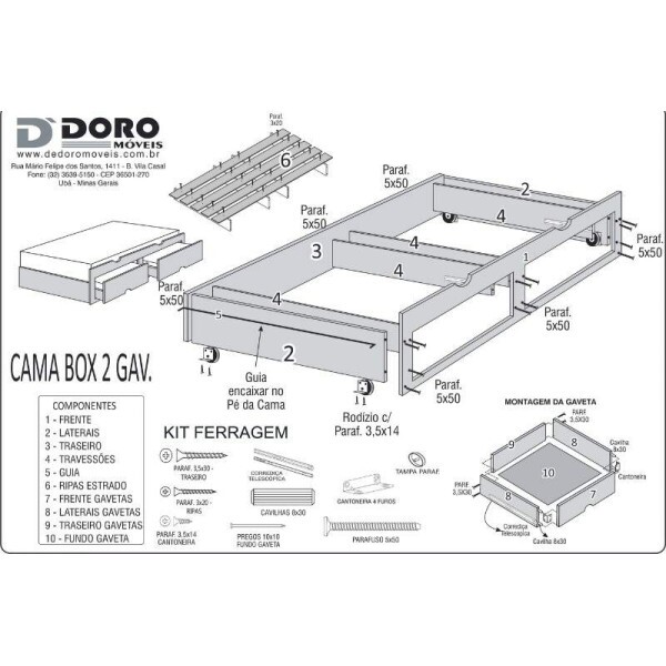 Cama Solteiro Primcia Ripado + Cama Auxiliar Solteiro 2 Gavetas Yp D Doro