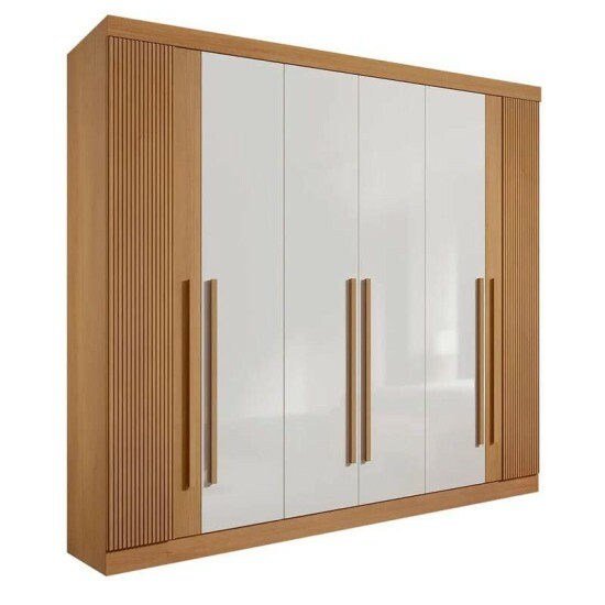 Roupeiro Casal Da Vinci Plus Cinamomo/Off 6 Portas 6 Gavetas 100% MDF Detalhe Ripado Larg. 2.75m - D doro