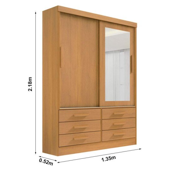 Guarda-roupa Meridian 2 Portas Cinamomo Larg. 1.35m - D Doro