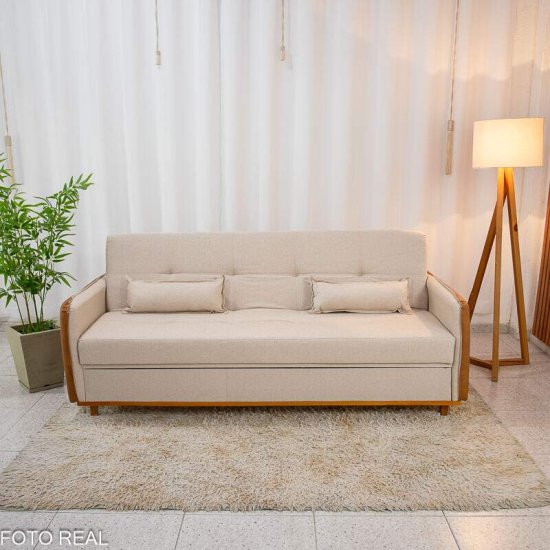 Sof� Cama Ipanema Linho Bege 2274 com Ba� - 2,05m