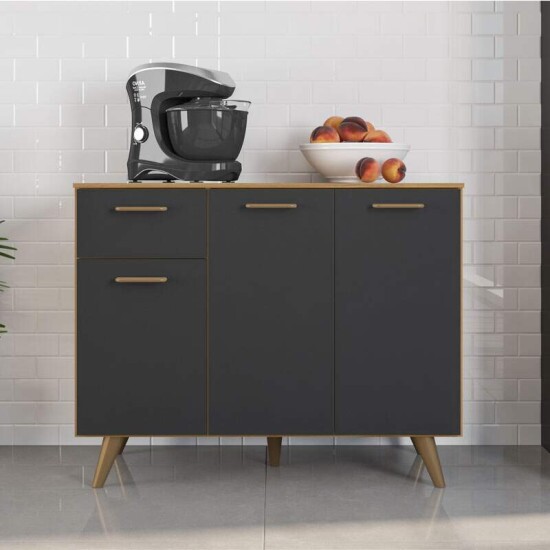 Balc�o Cozinha Olinda Larg. 1.05m Freij�/Grafite Poliman