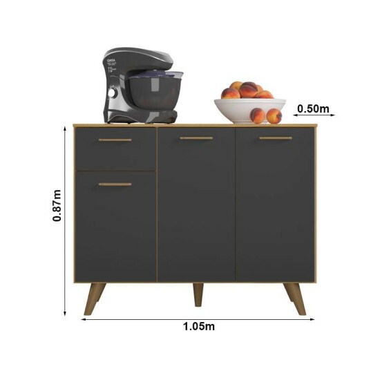 Balc�o Cozinha Olinda Larg. 1.05m Freij�/Grafite Poliman