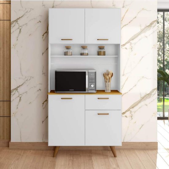 Kit de Cozinha 0,90m Izis Branco 4 Portas 1 Gaveta - Poliman