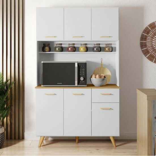 Kit Cozinha L�via 6 Portas 1 Gaveta Larg. 1.10m Branco Poliman