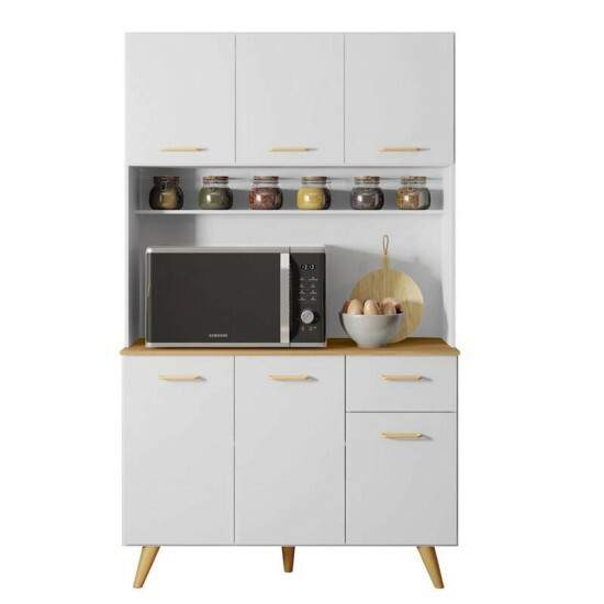 Kit Cozinha L�via 6 Portas 1 Gaveta Larg. 1.10m Branco Poliman