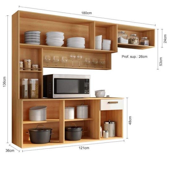 Kit Cozinha Suspensa Manu Larg. 1.80m Freij�/Off Poliman
