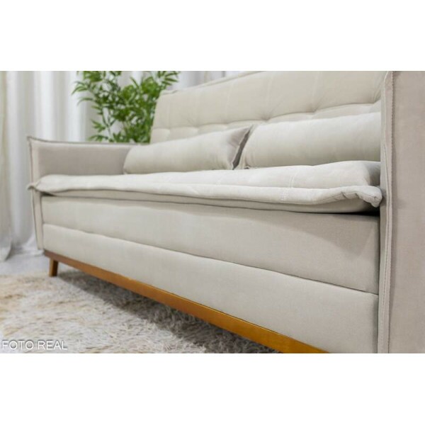 Sof Cama Lotus larg. 1.93m Molas Bonnel Veludo Bege 01