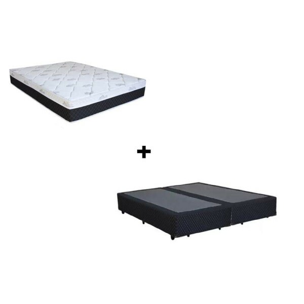 Box + Colcho Queen Veneza Preto 158x198x66 Molas Ensacadas Umaflex