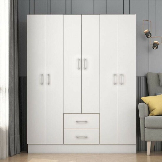 Guarda-Roupa Solteiro Jamaica 6 Portas Larg. 1.34m Branco Fellicci