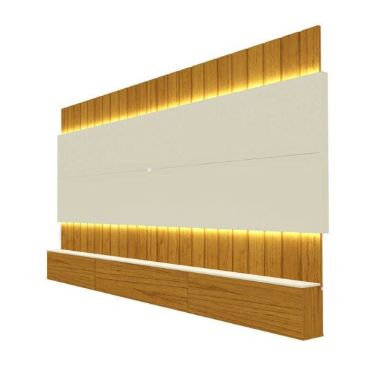 Home Suspenso 2,60m Soberano Naturale/Off com Detalhe Ripado e LED para TV at� 85\" - Gelius