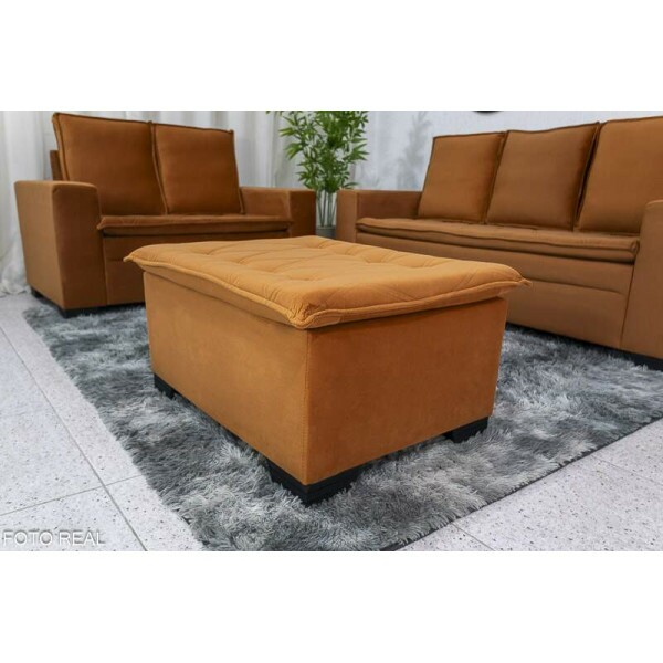 Sof 3 e 2 lugares Frana com Puff Veludo Terracota A62 Larg. 1.86m