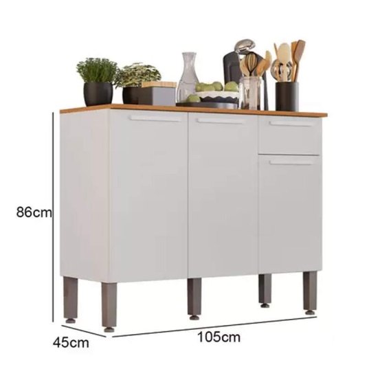 Balc�o de Cozinha 1,05m Madri Branco - Sall�to