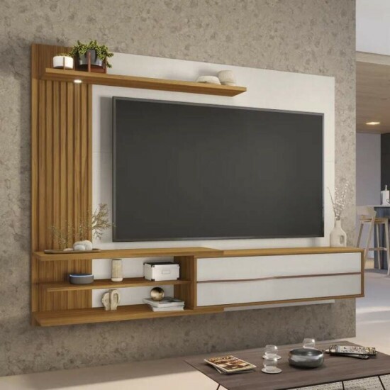 Painel NT 1355 Larg. 1.82m Off/Freij� Ripado para TV at� 65\\\" - Not�vel