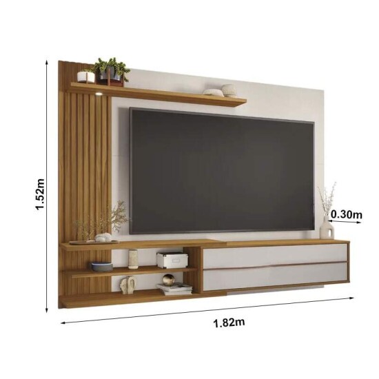 Painel NT 1355 Larg. 1.82m Off/Freij� Ripado para TV at� 65\\\" - Not�vel
