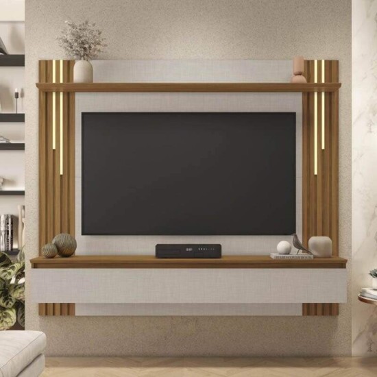 Painel NT 1345 Larg. 1.80m Off/Freij� Ripado para TV at� 65\\\" - Not�vel