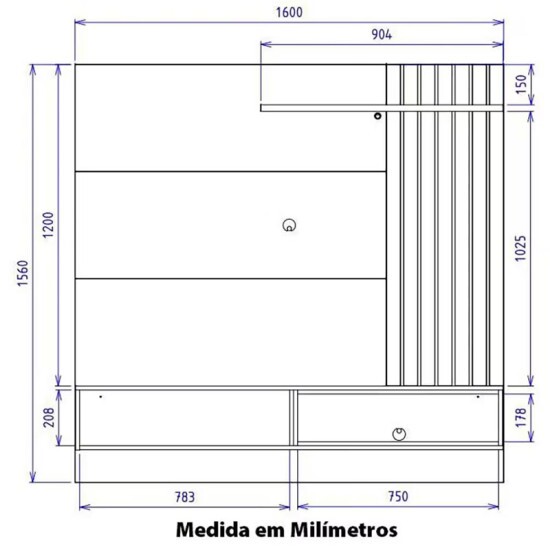 Home Suspenso Tocantins Ripado TV at� 60 Polegadas Larg. 1.60m Off/Freij� Colibri