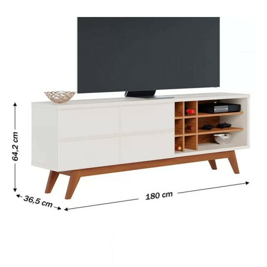 Bancada Noronha Larg. 1.80m Off/Freij para TV at 70\\\" - Colibri