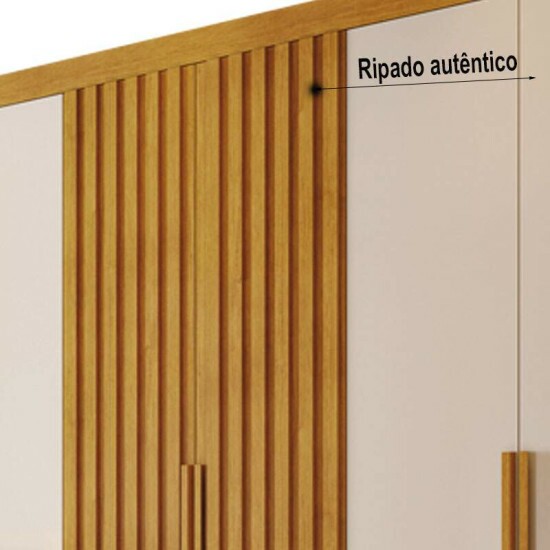Guarda-roupa Casal Siena Nature/Off 6 Portas 6 Gavetas Ripado 100% MDF Larg. 2.70m - Bianchi