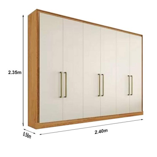 Guarda-roupa Casal 2,40m Argos Peroba/Off 6 portas 6 Gavetas 100% MDF - Made Marcs