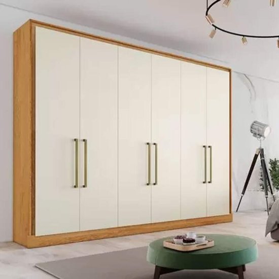 Guarda-roupa Casal 2,40m Argos Peroba/Off 6 portas 6 Gavetas 100% MDF - Made Marcs