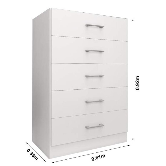 C�moda Aruba CO800 Branco 5 Gavetas Larg. 0.61m - Fellicci