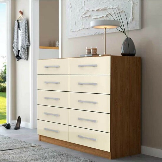 Cmoda Torres 10 Gavetas Larg. 0.90m Cinamomo/Off Rodial Mveis