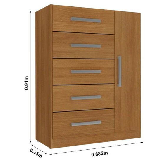 Cmoda Corais 5 Gavetas 1 Porta Larg. 0.68m Cinamomo Rodial Mveis
