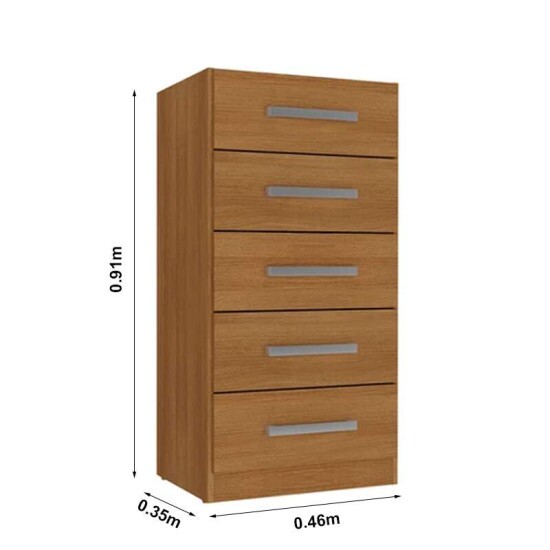Cmoda Savana 5 Gavetas Larg. 0.46m Cinamomo Rodial Mveis