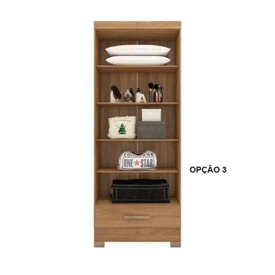 Roupeiro Solteiro Smart Plus (GR2123) Cinamomo/Chumbo 2 Portas 1 Gaveta C/Ps Larg. 0.85m - Rodial Mveis