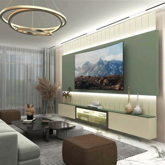 Home Suspenso Soberano Reflecta Ripado TV at� 85 Polegadas Larg. 2.60m C/LED Off/Verde Floresta Gelius