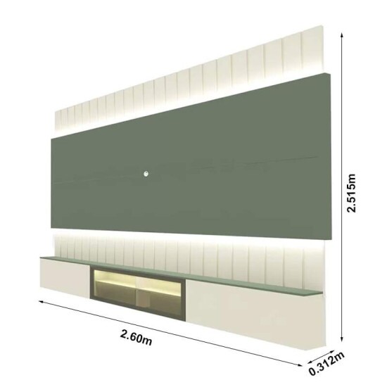 Home Suspenso Soberano Reflecta Ripado TV at� 85 Polegadas Larg. 2.60m C/LED Off/Verde Floresta Gelius