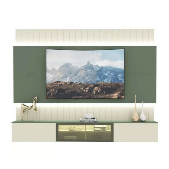 Home Suspenso Soberano Reflecta Ripado TV at� 85 Polegadas Larg. 2.60m C/LED Off/Verde Floresta Gelius