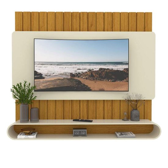 Home 1,85m Prime Naturale/Off com Detalhe Ripado para TV at� 75\" - Gelius