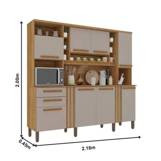 Arm�rio de Cozinha 2,18m Ac�cia Cinamomo/Off - Sall�to