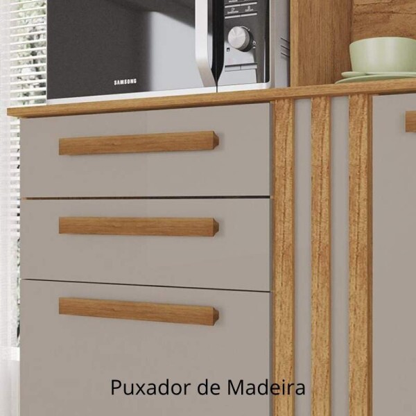 Armrio Cozinha Accia Cinamomo/Off 8 Portas 2 Gavetas Larg. 2.18m - Sallto