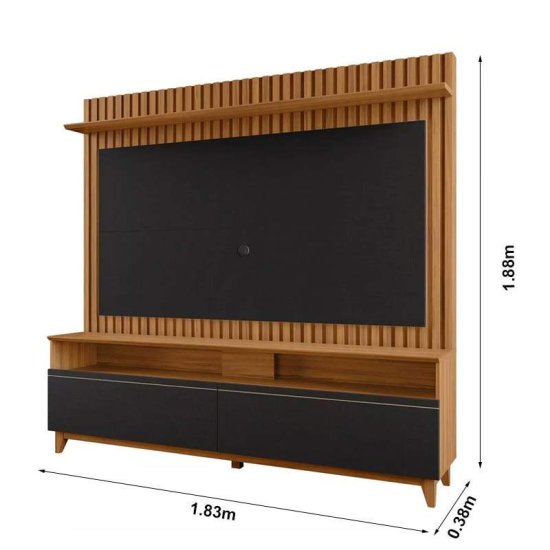 Home 1,83m NT 1340 Freij�/Preto com Detalhe Ripado para TV at� 65\\\" - Not�vel